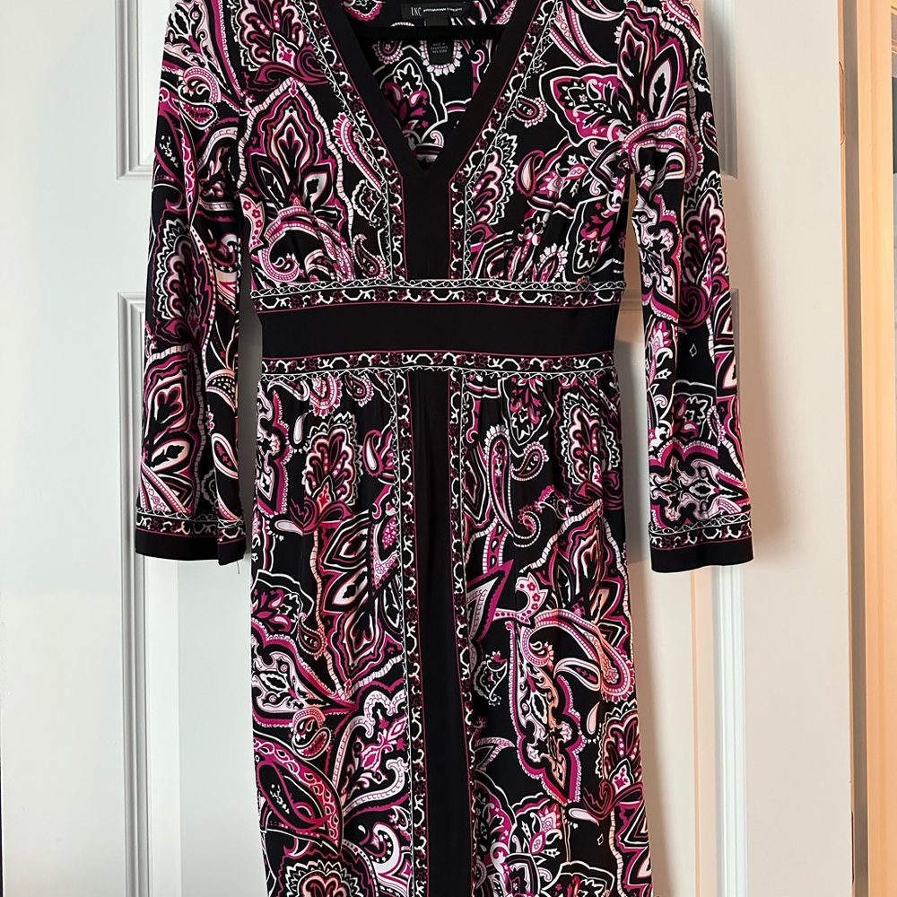 INC Elegant Pink and Black Paisley Dress